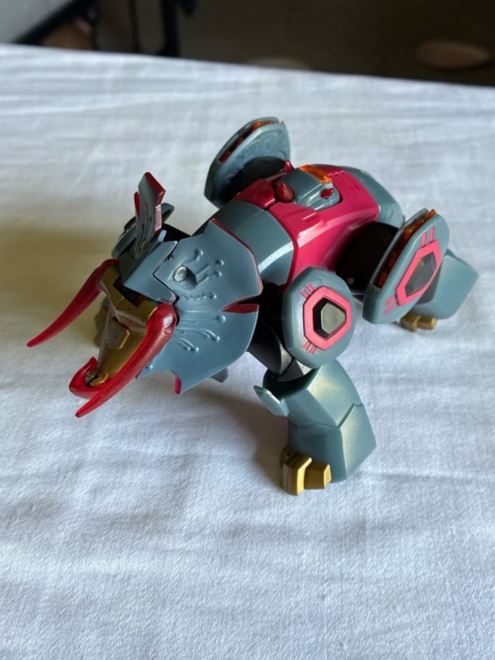 Transformer Gray and Pink Mechanical Triceratops Toy - Kids Toys